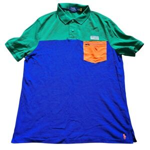 Polo Ralph Lauren Color Block Pocket T-Shirt Green Blue Orange Mens XL‎